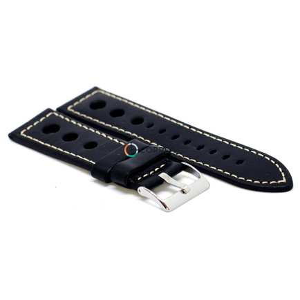 Ремешок для спортивных часов из кожи черный Romiks EBV-22730/265XL (RRB-020) - 7